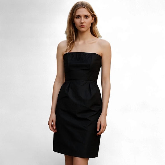J. Crew Silk Black Taffeta Bra Strapless LBD Style 17409 NEW Party Minimalist - Picture 1 of 16